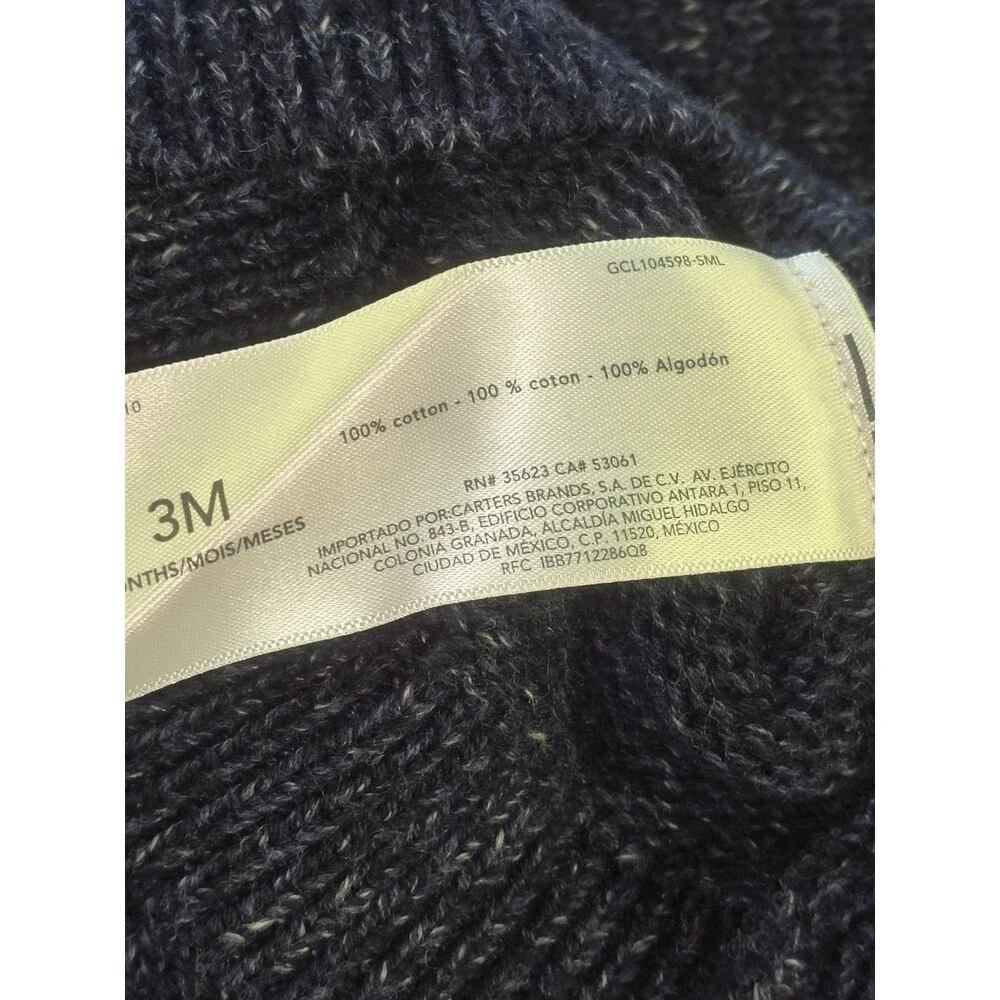 NWT Baby Bgosh OshKosh Shawl Collar Cardigan Sweater Navy Marled Knit Boys 3M
